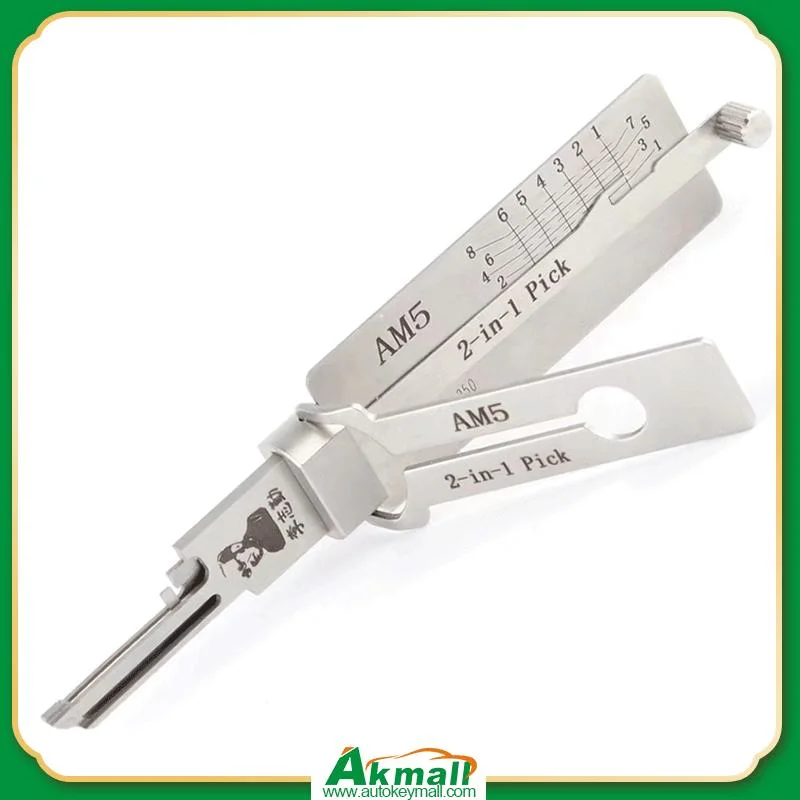 Lishi Locksmith herramienta Am5 2 en 1 Lockpick Decoder Padlocks