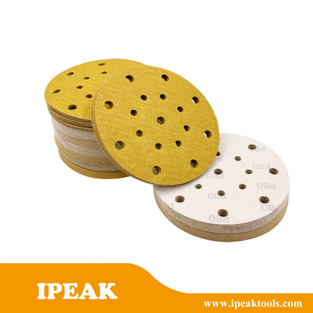 P60-P800 Dry Abrasive Sanding Paper Gold Yellow Sandpaper Discs Automotive 6-Inch Sand Paper