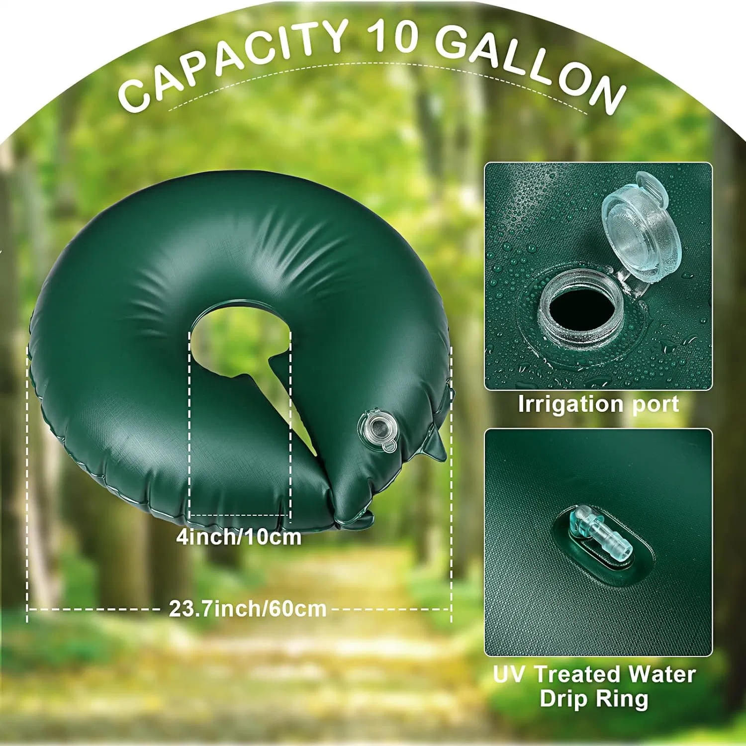 Tree Watering Ring Tree Watering Bag Slow Release PVC Drip Irrigation Water Pouch Automatic Drip System for Planting Gardening Trees and Shrubs, Green