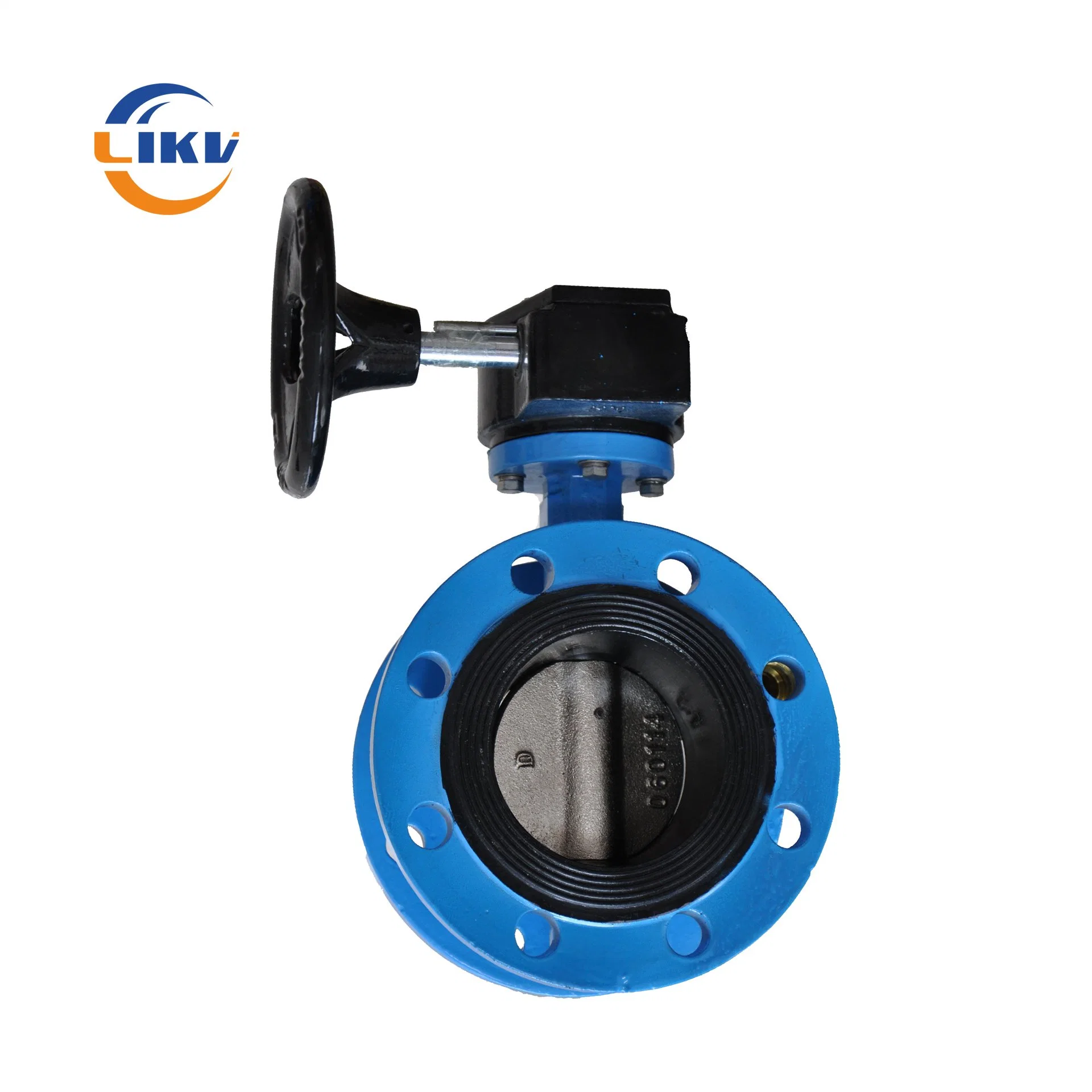 Likv Cast Iron NBR Seal Pn10/16/25 Double Flange Double Eccentric Butterfly Valve with Level / Worm Gear Operated