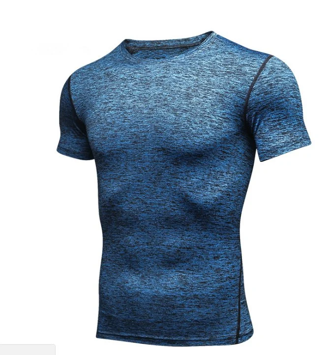 Custom Made Athletic Gym Room Flat Lock Stitching Seams Physical Fitness Nylon Stretch Fabric Skinny Tight Fit Jogging Training Wear T-Shirt