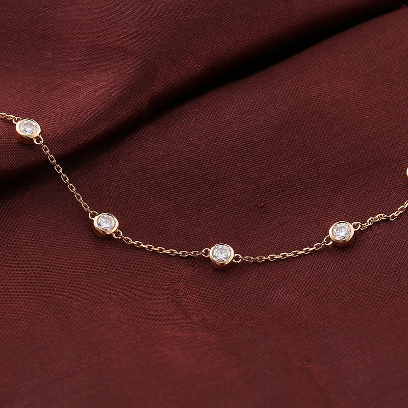 Mode bijoux blanc rond coupé Lab Diamond Bracelet Bracelet en or rose