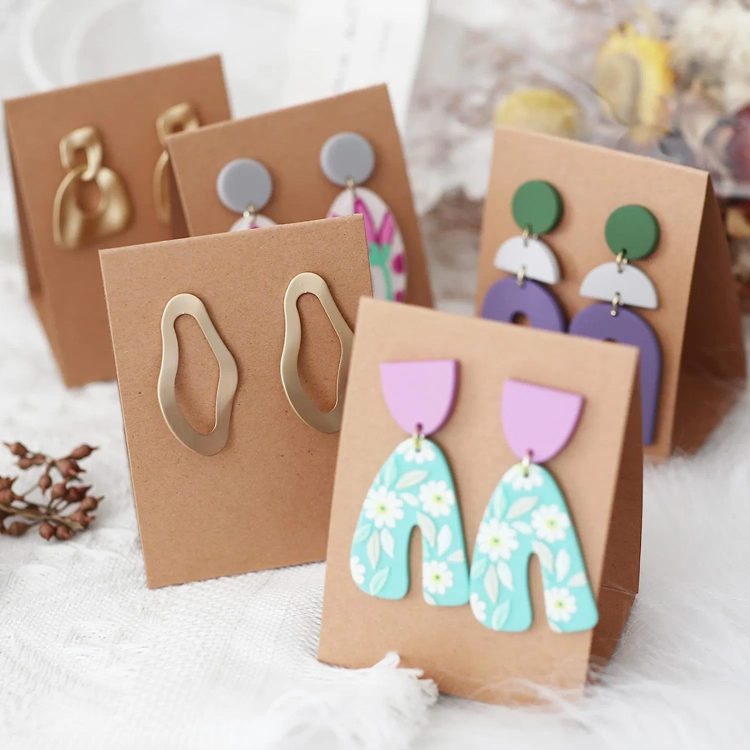 Standing Earring Display Cards Card Holders Paper Hanging Packaging Jewelry Supplies Selling DIY Earrings Retail