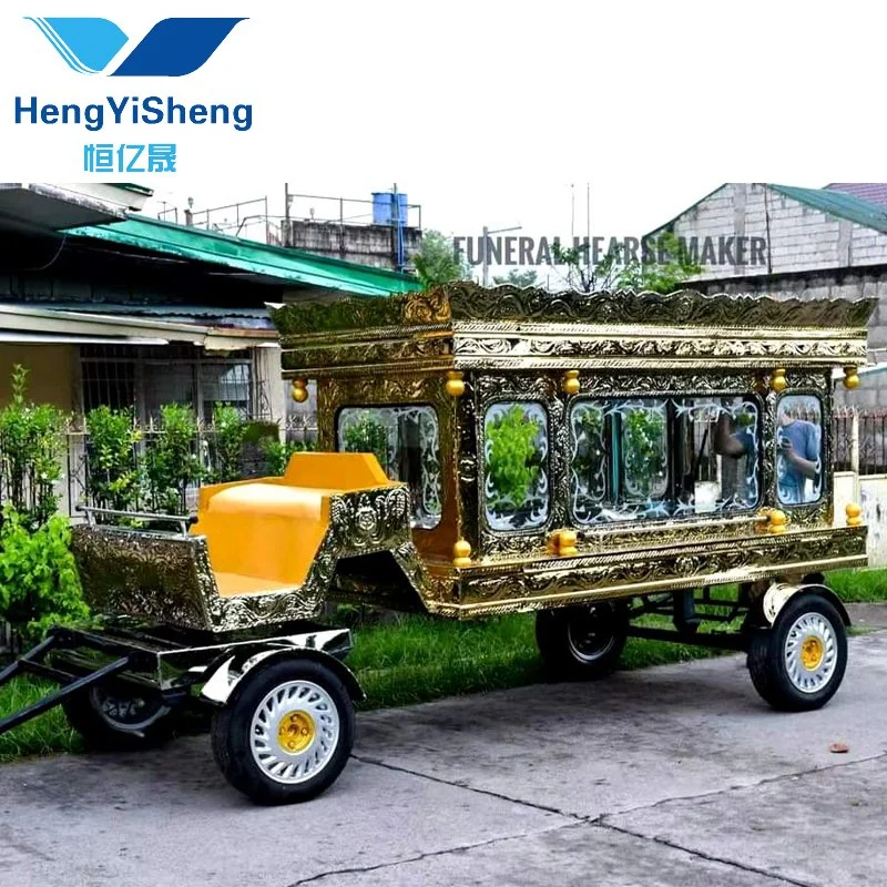 Silver Horse-Drawn Hearse Wagon/English Style Funera Carriage/OEM Special Horse Cart for Party