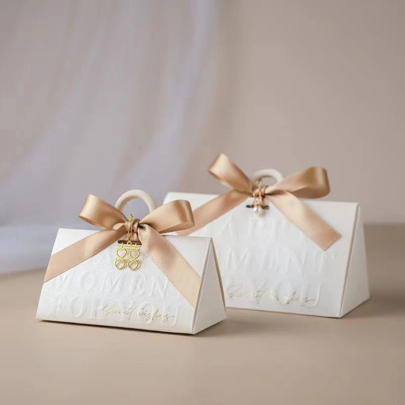 Spot Pink or Red Wedding Candy Box with Small Ornament and Silk Ribbon (elegant)