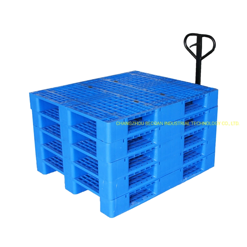 Palets de plástico de HDPE de tamaño estándar de 1200mm*1000mm*150mm solo Frente para la utilización de apilamiento de rack