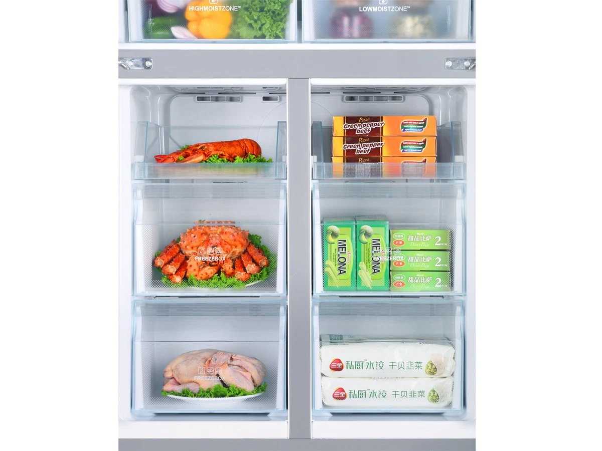 French Door Bcd Refrigerator with Water Dispenser Variable Frequency Temperature Control