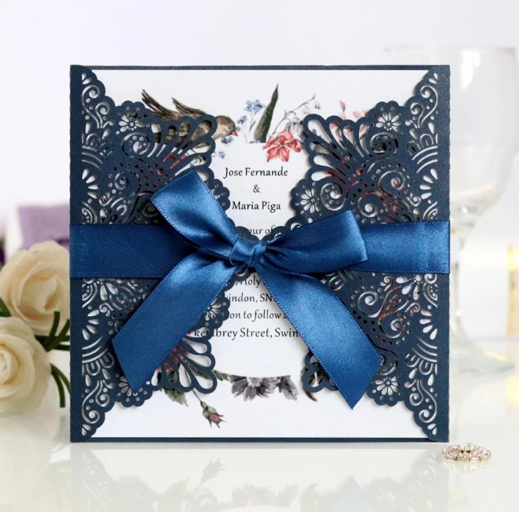 Customize Laser Cut Invitations Wedding Romantic Flower Party Favors Wedding Gift Card