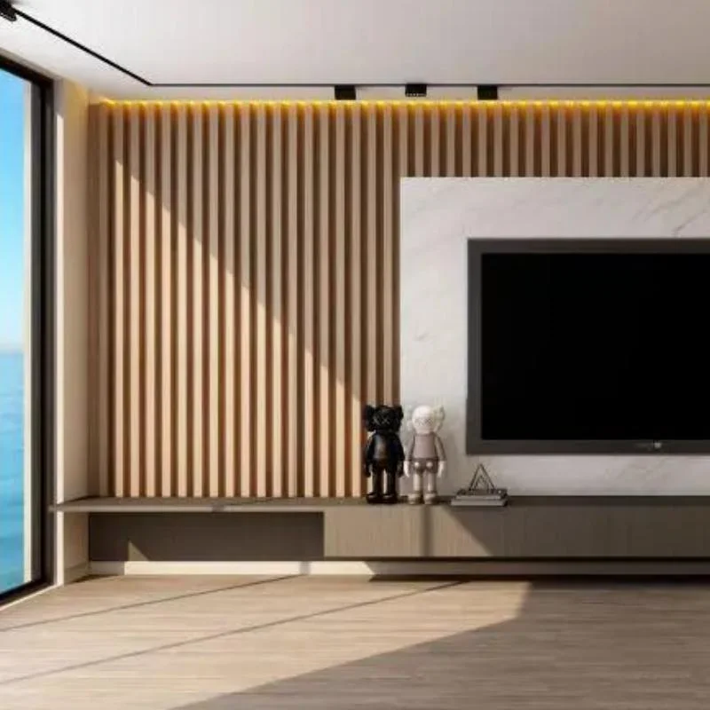 Double chargement de panneaux muraux intérieurs en composite bois-plastique imperméable en PVC et WPC pour douche, salle de bains, plafonds et revêtements de sol.