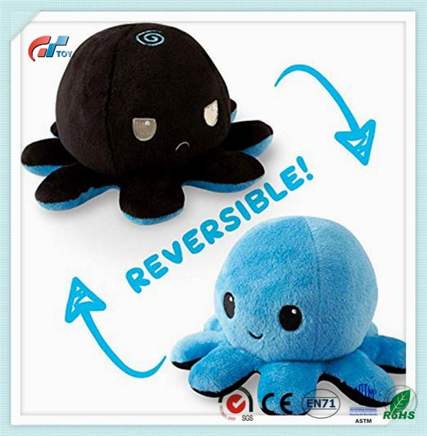 Peluche réversible en forme de poulpe, jouet animal en peluche