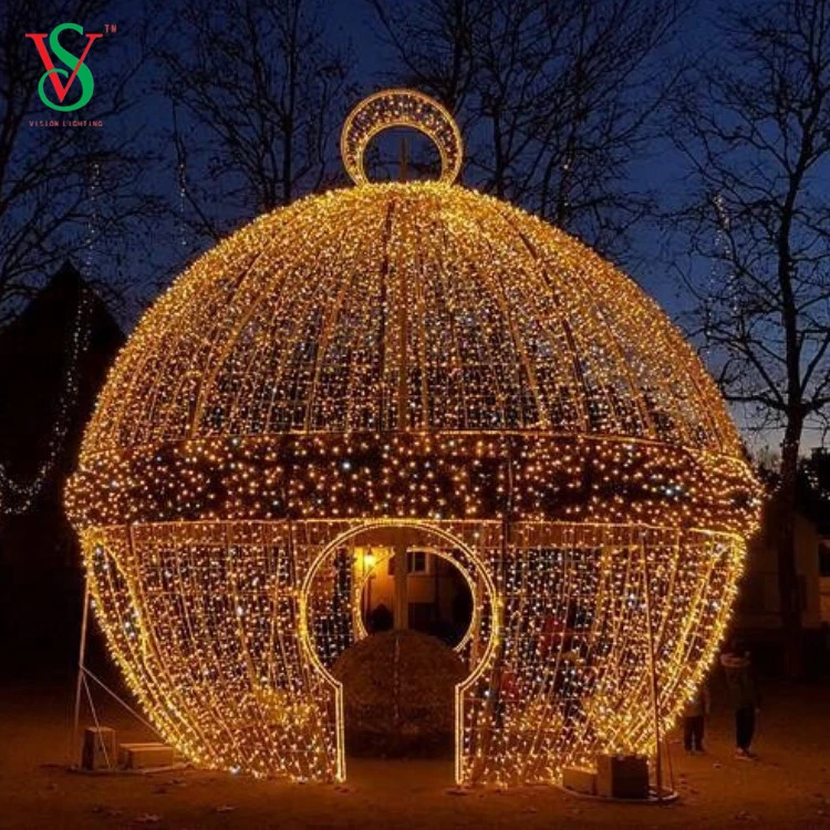 Nouveau Hot Sale Décoration de Noël balles en plastique balle ronde LED LED sphère géante Motif pour le Ramadan décoratif de lumière