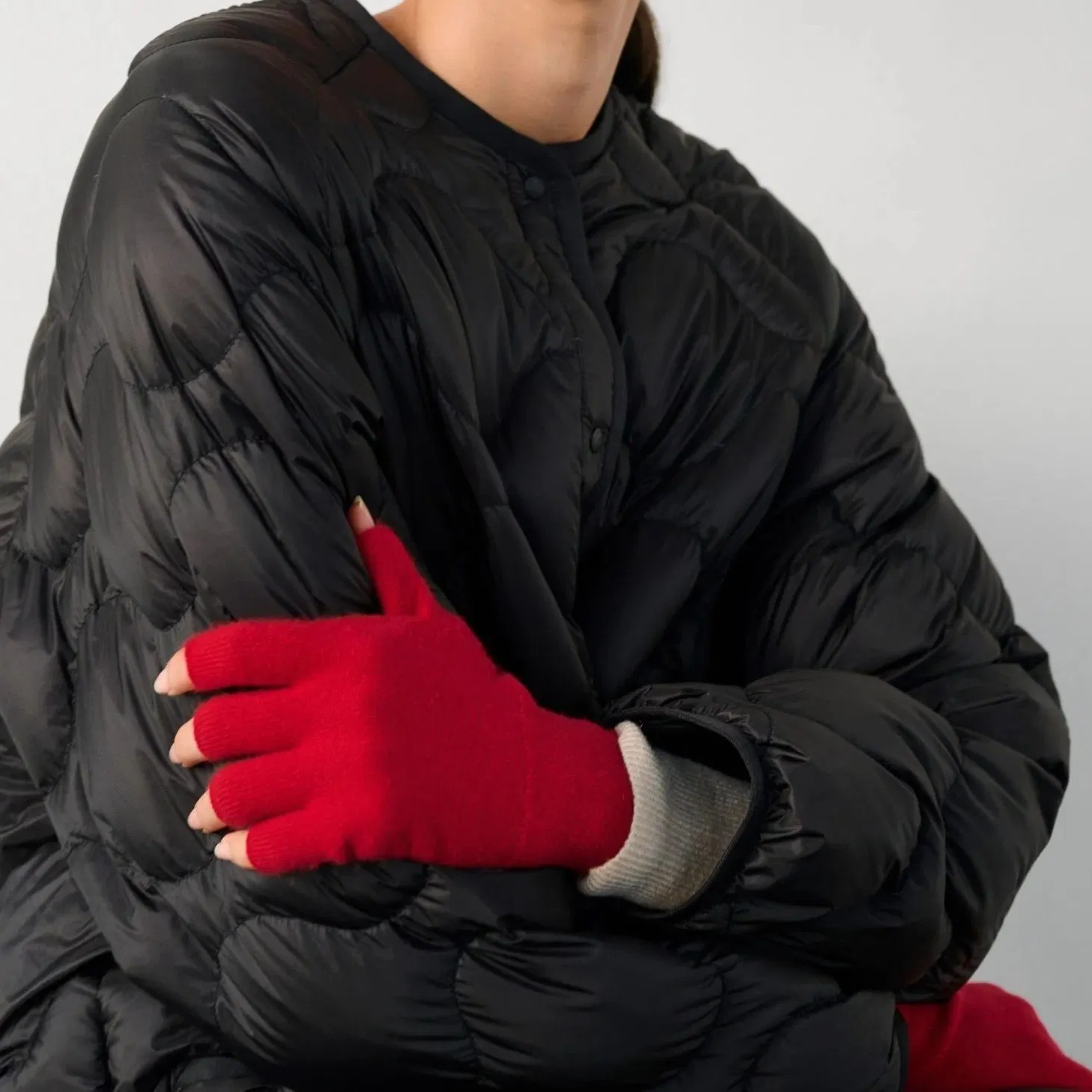 100% Kaschmir Strickmode Fingerlose Handschuhe Bekleidung Accessoires