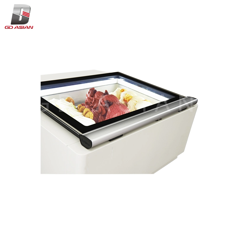 Countertop Ice Cream frontal pantalla abierta Escritorio Showcase en blanco Color