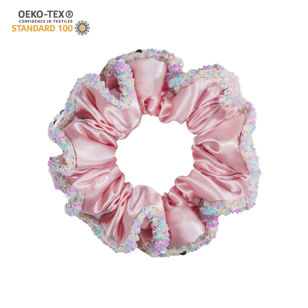 Lujo 100% Pura Mulberry Seda Scrunchies Colorful Pearl Style Seda Escrunchies