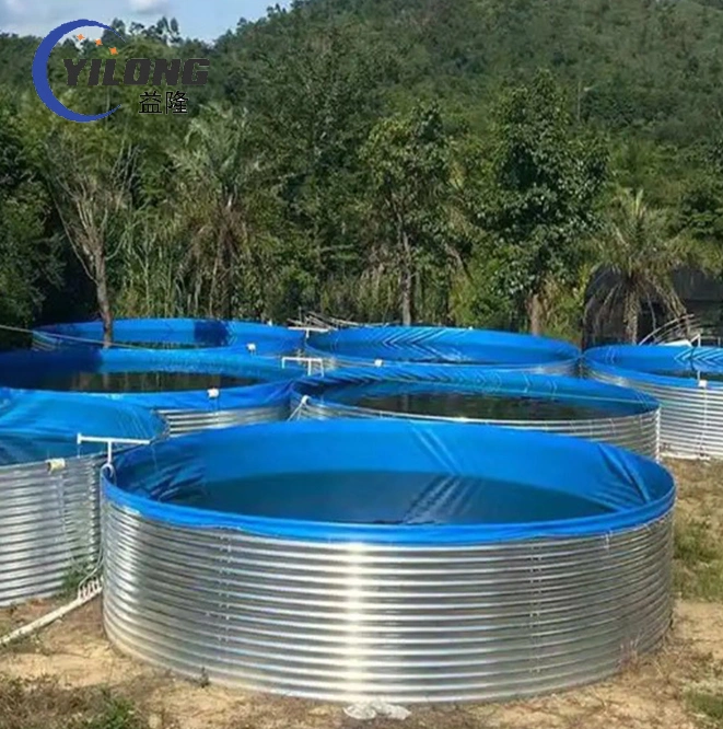 Galvanized Steel Plate Round Water Pond Tarpaulin Liner Aquaculture Fish Farming Tanks