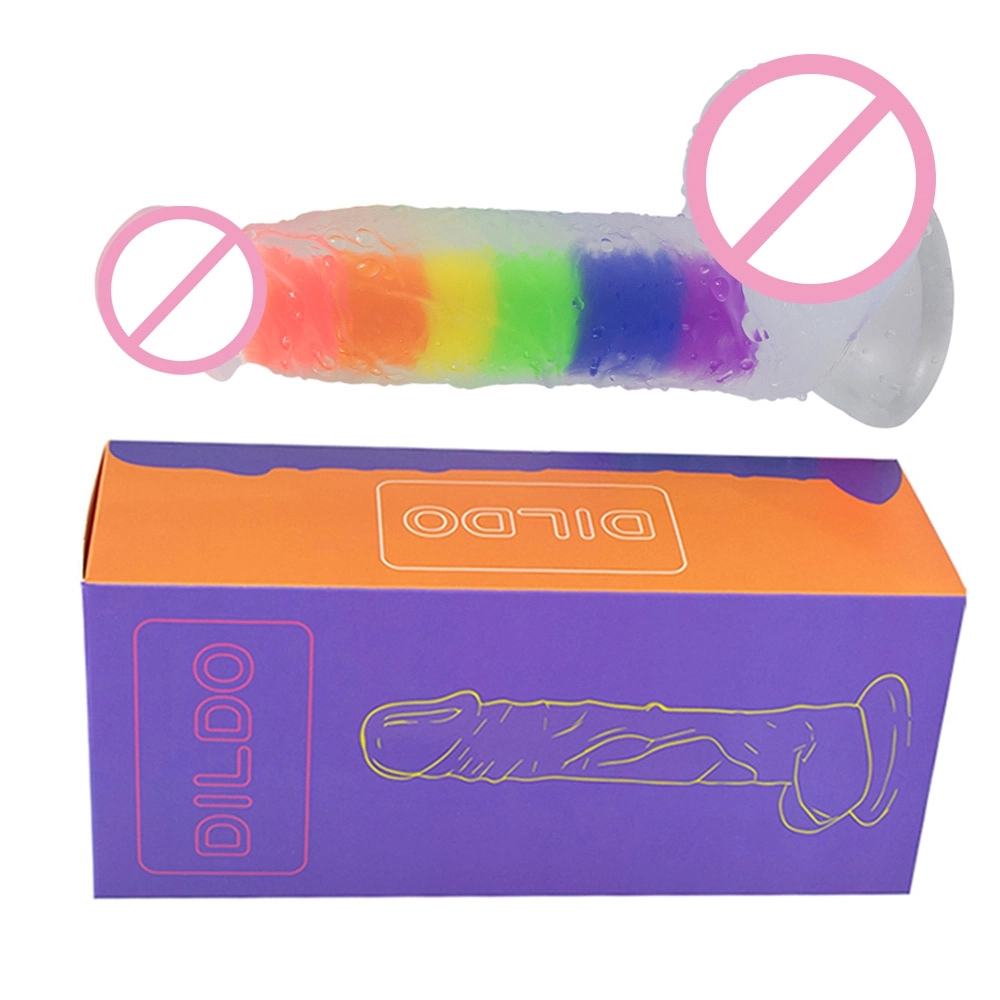 Fábrica de salida Color transparente Jelly Crystal líquido de silicona Dildo Juguetes sexuales