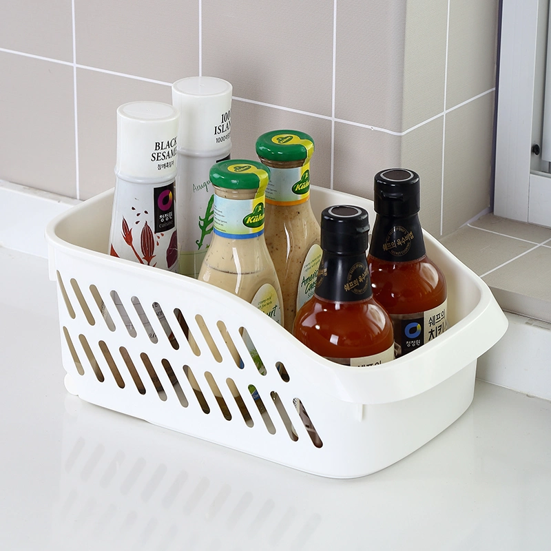 Household Push out Ollow Flat PP Pantry Storage Bin Under The Sink Storage Holder Plastic Cabinet Storage Organizer Basket with Wheels