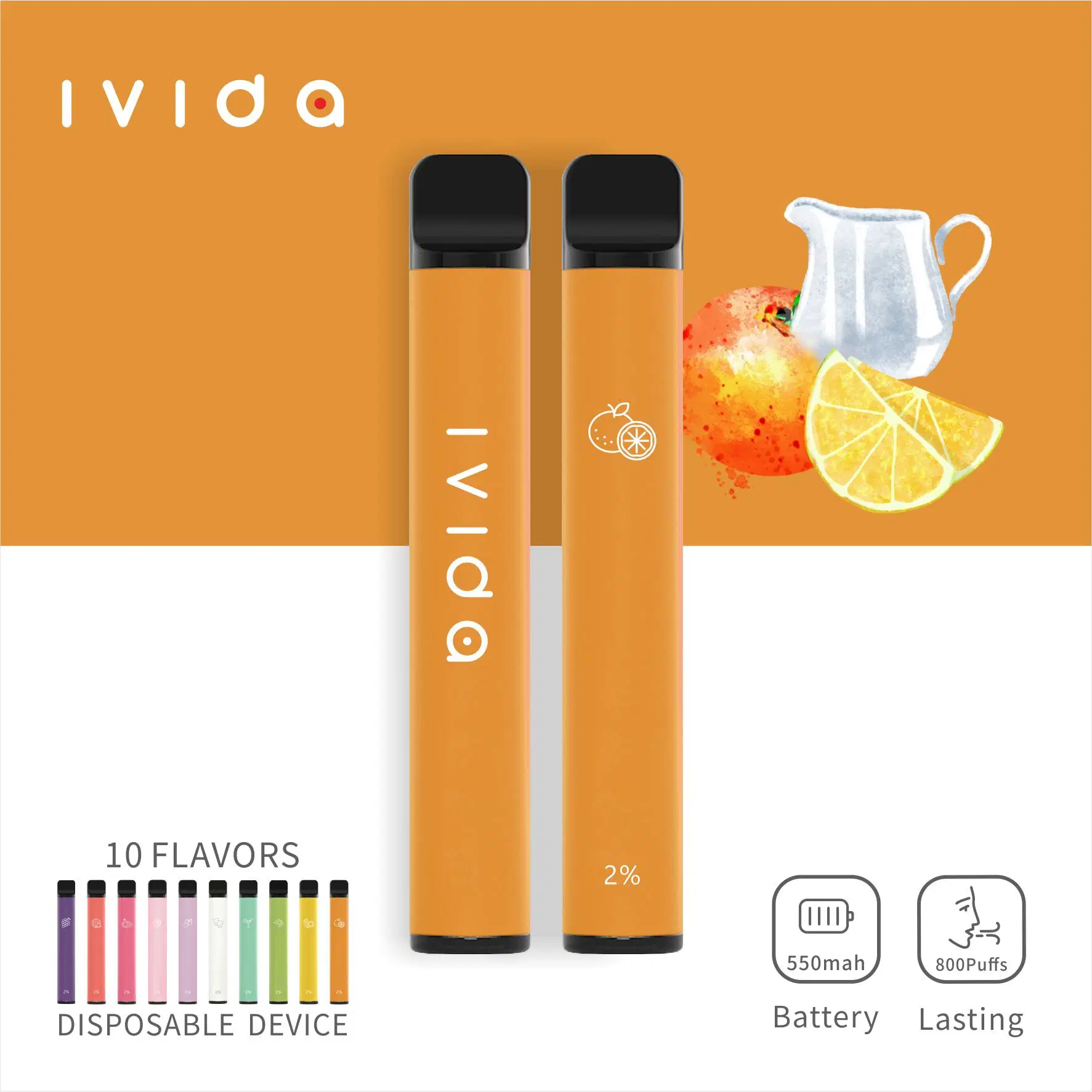 2023 Precio Mayorista/Proveedor de Ivida 800 caladas 3ml Certificado FDA Pluma de vapeo desechable