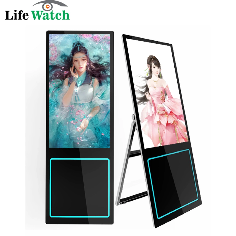 New Sales Prmotion Indoor Built-in LED Lamp Strip 65-Inch Indoor Foldable Portable LCD Digital Signage Kiosk Display