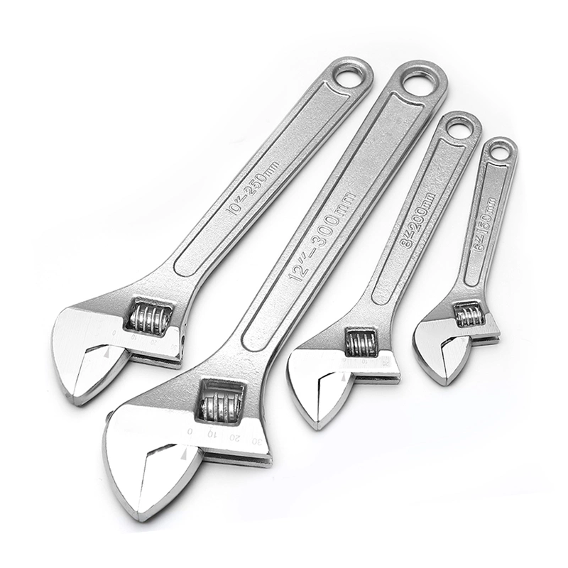 Professional High Carbon Steel Adjustable Spanner 6" 8" 10" 12" 15" 18" 24" Monkey Wrench Chrome Plated Surface Treatment for Repairing