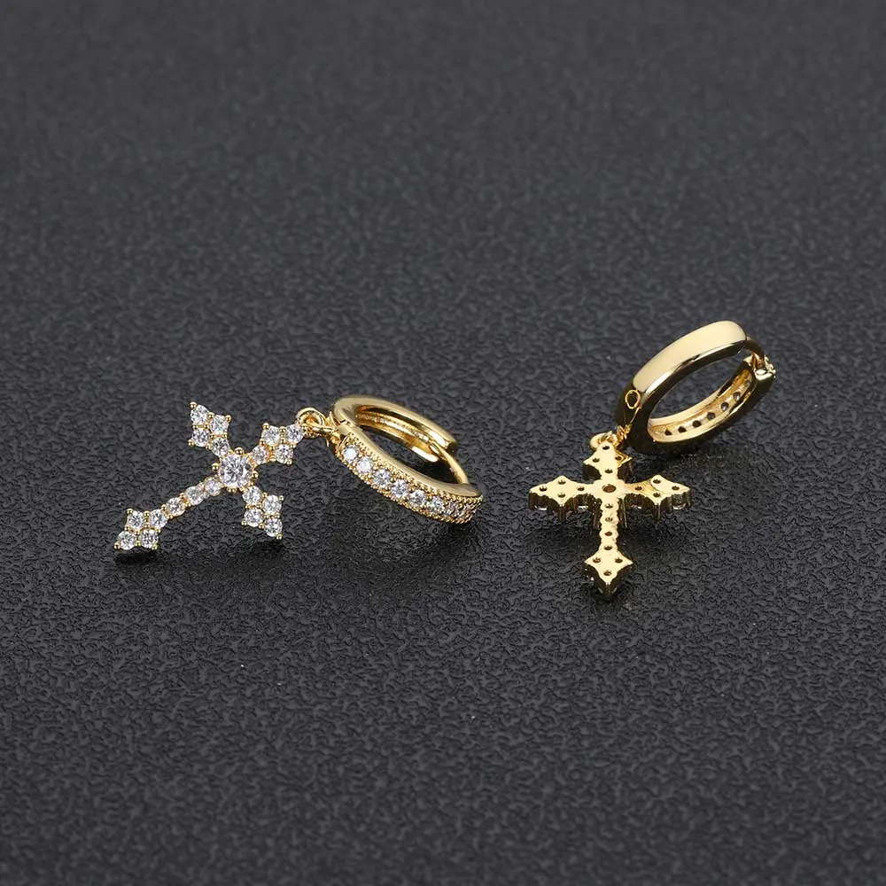 Les nouveaux goujons de Hip Hop Anhe Croix clé boucles pour les hommes et femmes Micro - incrustés de zircon bijoux personnalisés Anka Earrings