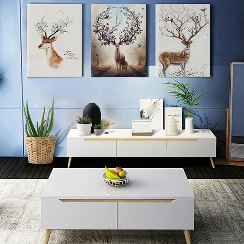 China Factory Billiger White Color Home Holz Wohnzimmer Möbel TV-Ständer Couchtisch Wohnzimmer-Sets