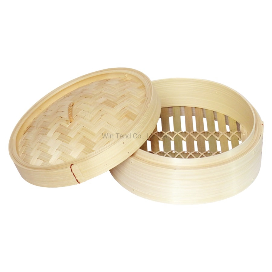 Eco-Friendly Round Natural Handmade Bamboo Steamer Cookware