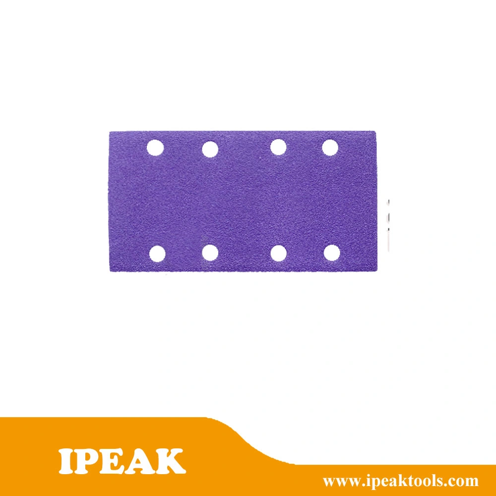 China fábrica 180 * 95mm poliéster apoio animal de estimação Roxo cerâmica revestido abrasivo Disco de lixa para disco de lixa para pintura de polimento e esmerilagem de viaturas Com 8 Hokes