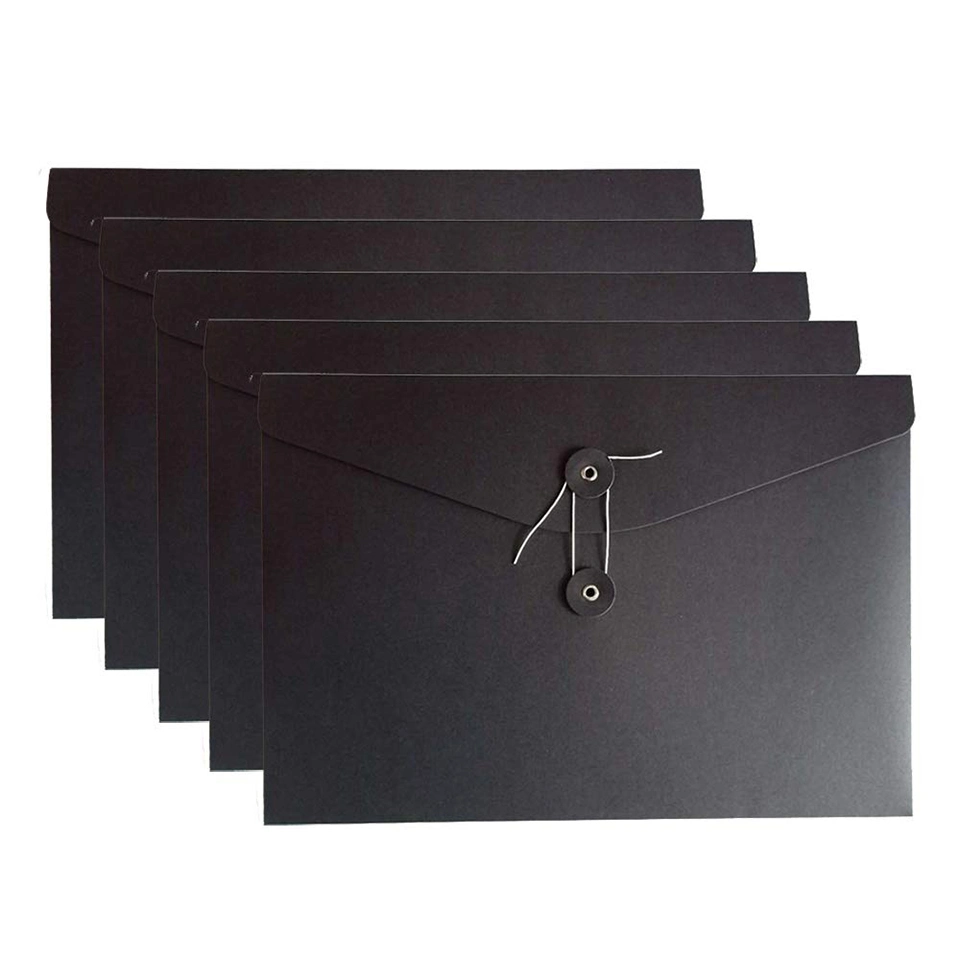 Wholesale/Supplier Kraft String File Folder Filing Envelope Project File Jacket Document Letter Organizer Flat-No Expansion A4 Letter Size (Black)