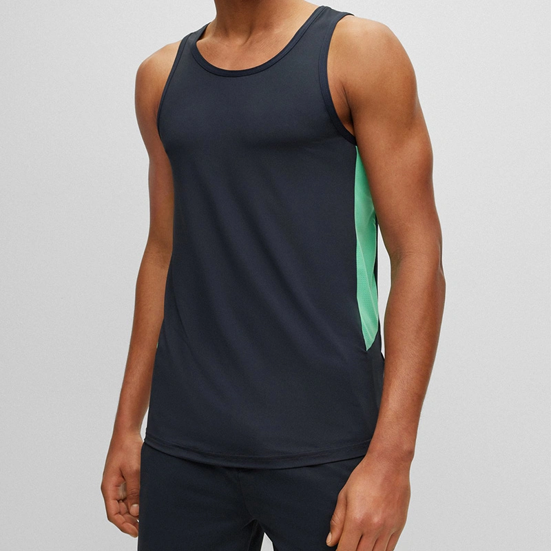 Fitness Gym Custom Polyester Spandex Contrast Color Hombre TOPS