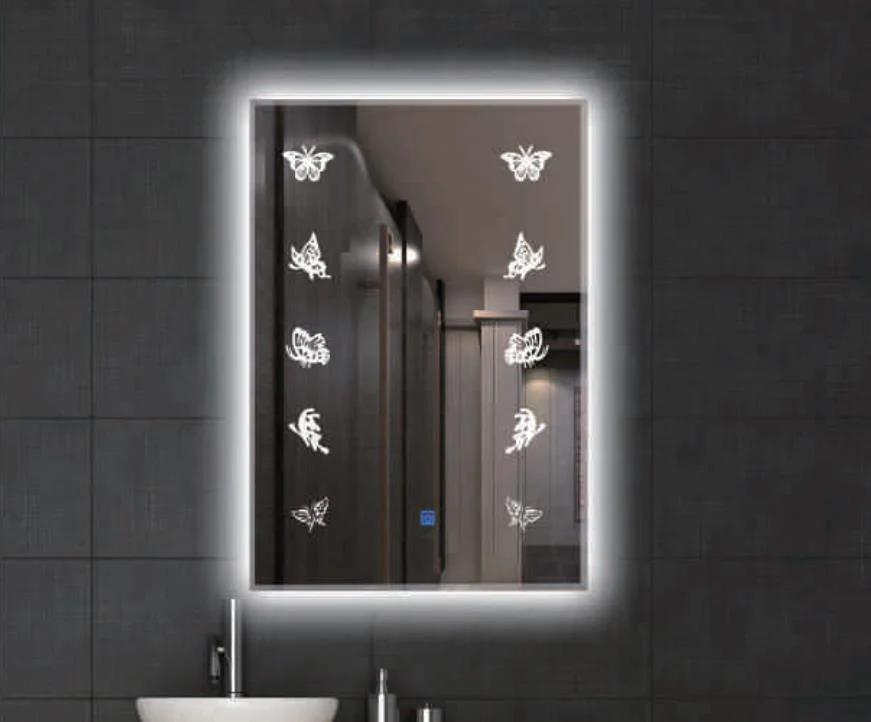 China Wholesale Modern Silver Rectangle LED Toilet Mirror Salon Furniture