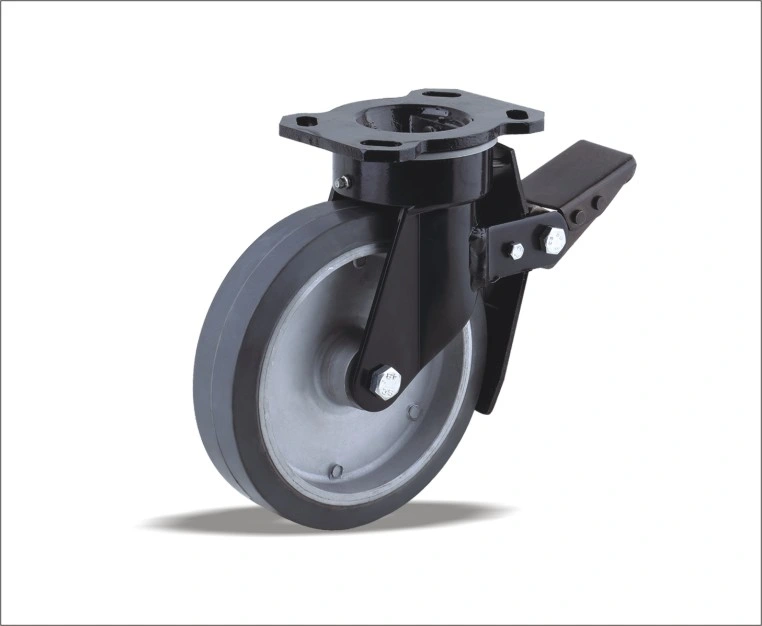 Top Quality Aluminum Core Swivel Caster with Elastic Rubber Wheels