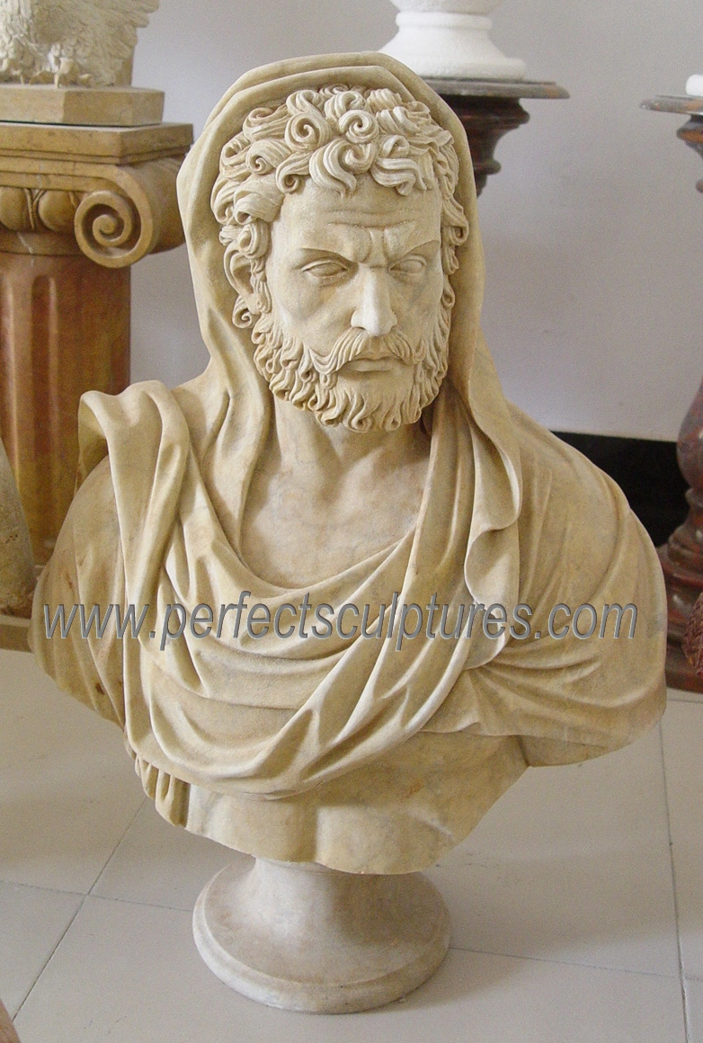 Life Size Carved Roman Stone Head Sculpture Marble Carving Greek Bust Statue for Home Decoration (SY-S309)