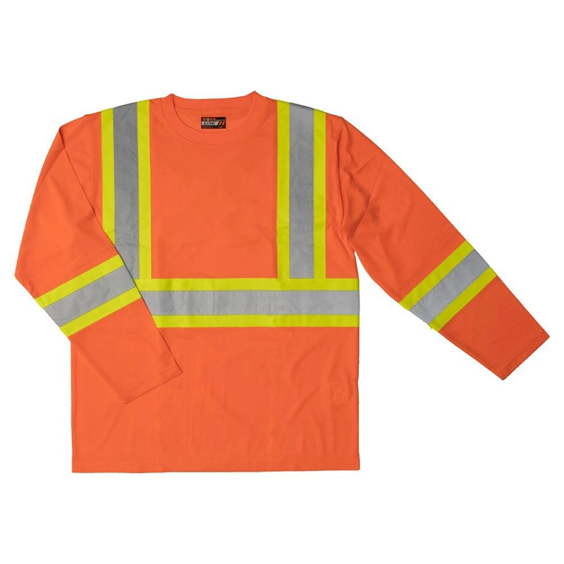 Hi Vis Security Reflective Camiseta de trabajo para hombre Roadway Reflective Ropa de seguridad larga camisa