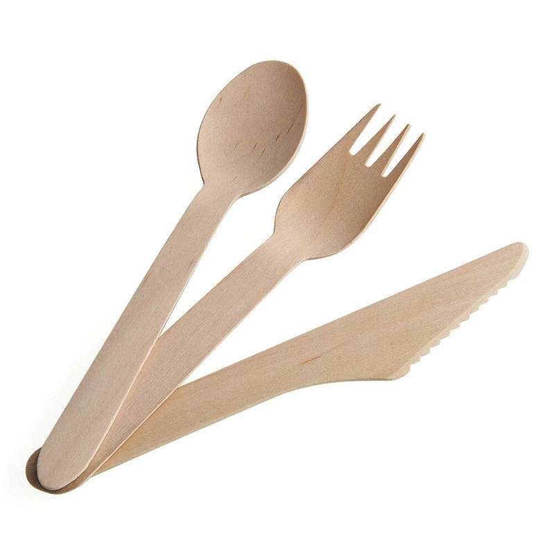 Biodegradable Birch Wooden Cutlery Disposable Wood Fork Spoon Knife Tableware