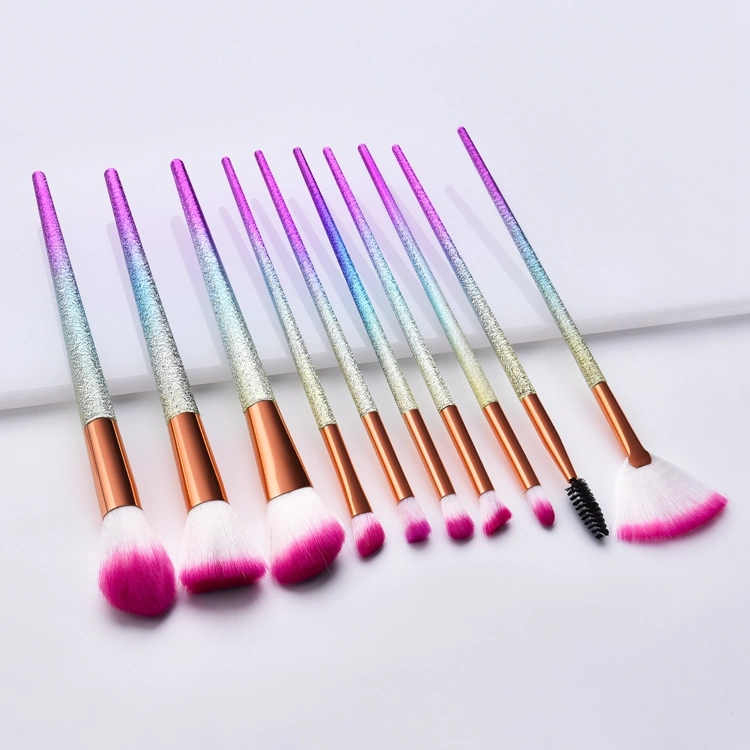 2020 Multicolor caliente Venta al por mayor 10pcs Kabuki maquillaje profesional Brush set