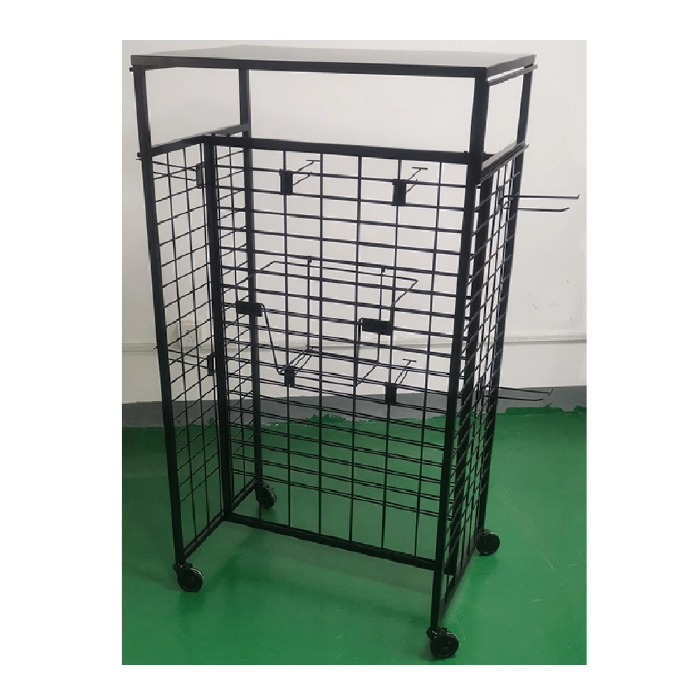 Customized Black Hook Wire Mesh Frame Store Fixture Display Rack Exhibition