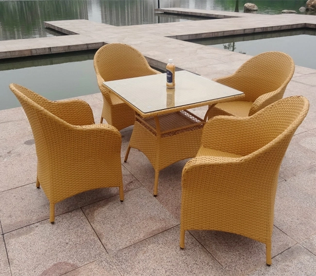 Outdoor Tables and Chairs, Outdoor Patio Tables and Chairs, Waterproof and Sunscreen, Outdoor Rattan Anticorrosive Wooden Tables and Chairs, Villa Rattan Tables