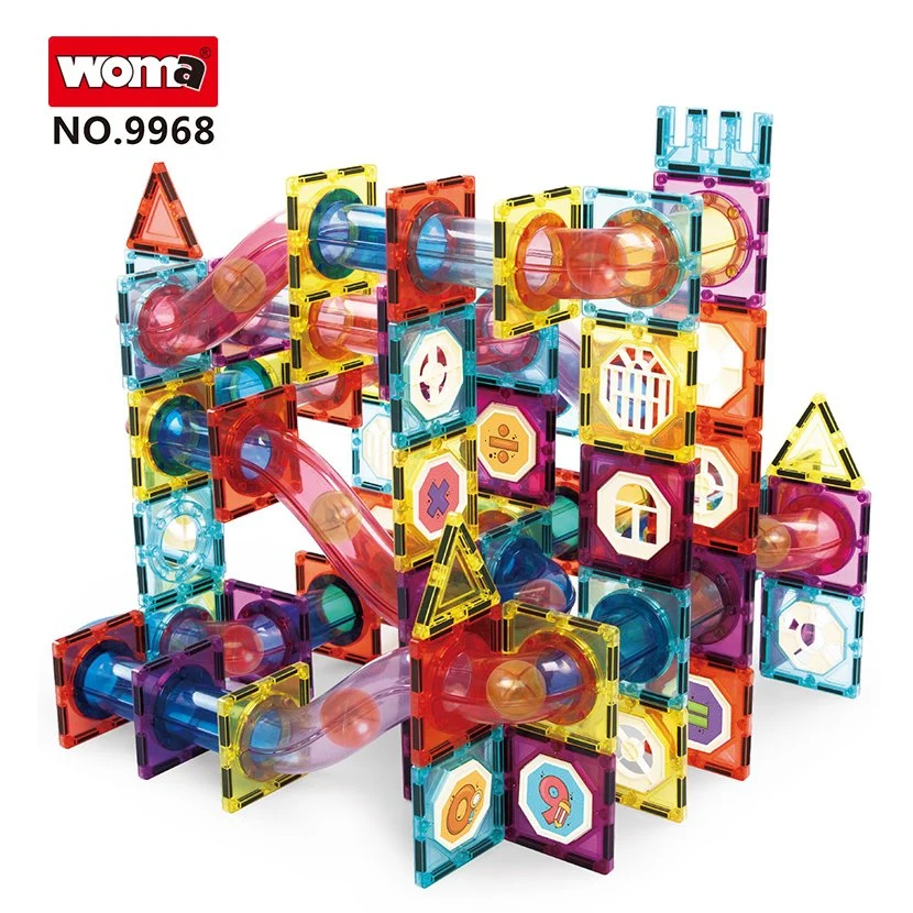 Woma Toys 9968 Popular Sales Customize Baby 3D Magnetic Building Block Tiles Ball Run Race Track Set Kids Magnetic Toy