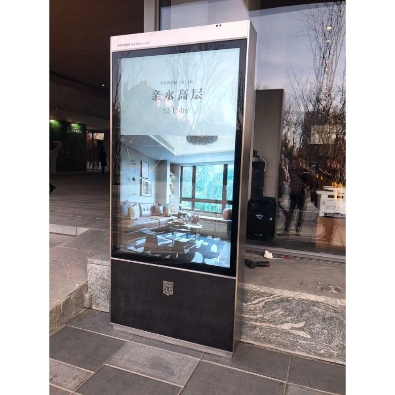 Bus Shelter 55inch Outdoor Sunlight Readable Advertising LCD Panel Monitor Touch Screen Digital Signage Kiosk Outdoor Totem LCD Display