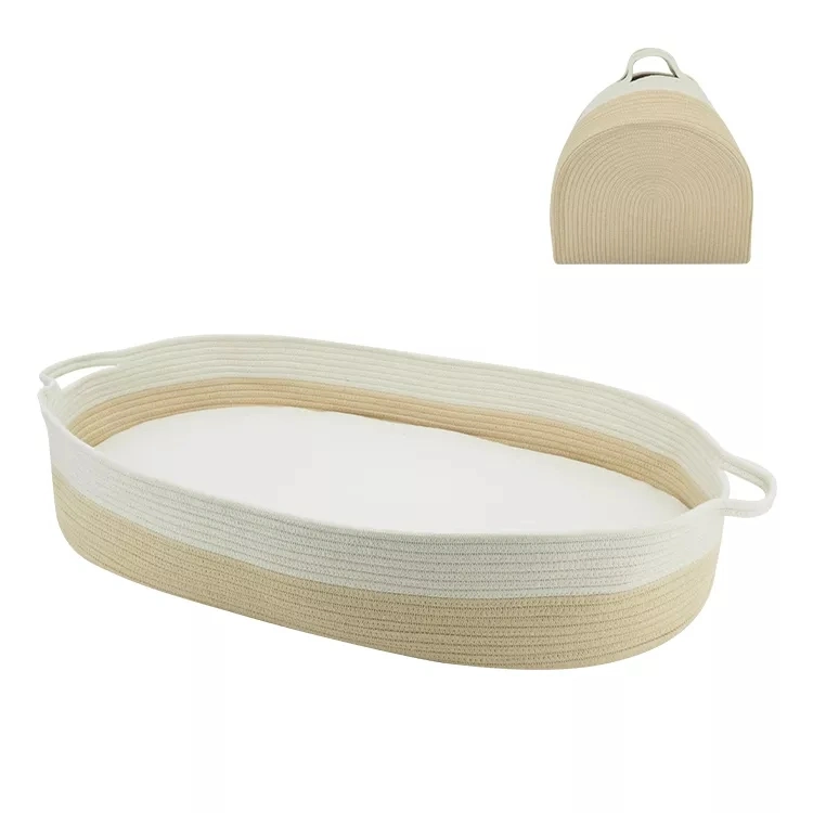 Foldable Diaper Cotton Rope Baby Moses Changing Basket with Thick Pad