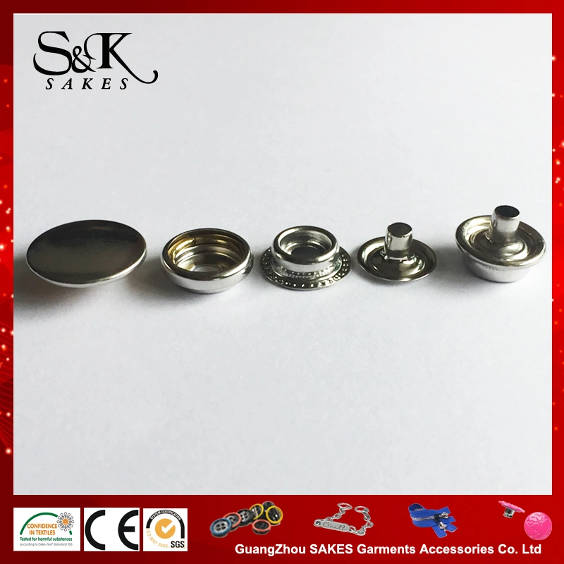 Shinny Silver Color Ring Type Spring Snap Button for Garments