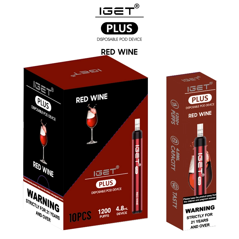 Iget Plus Electronic Cigar 1200puffs Vaporizer Mod Kit Red Wine