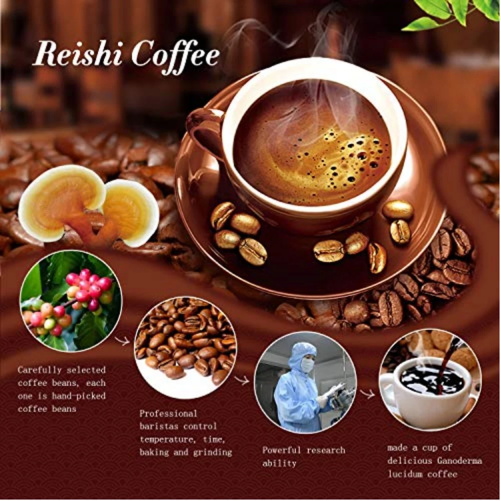 Black Coffee Ganoderma Lucidum Organic Lingzhi Reishi Extract Instant Coffee