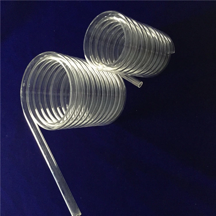 Clear Transparent Helical Quartz Glass Coiled Flexible Tube Hose