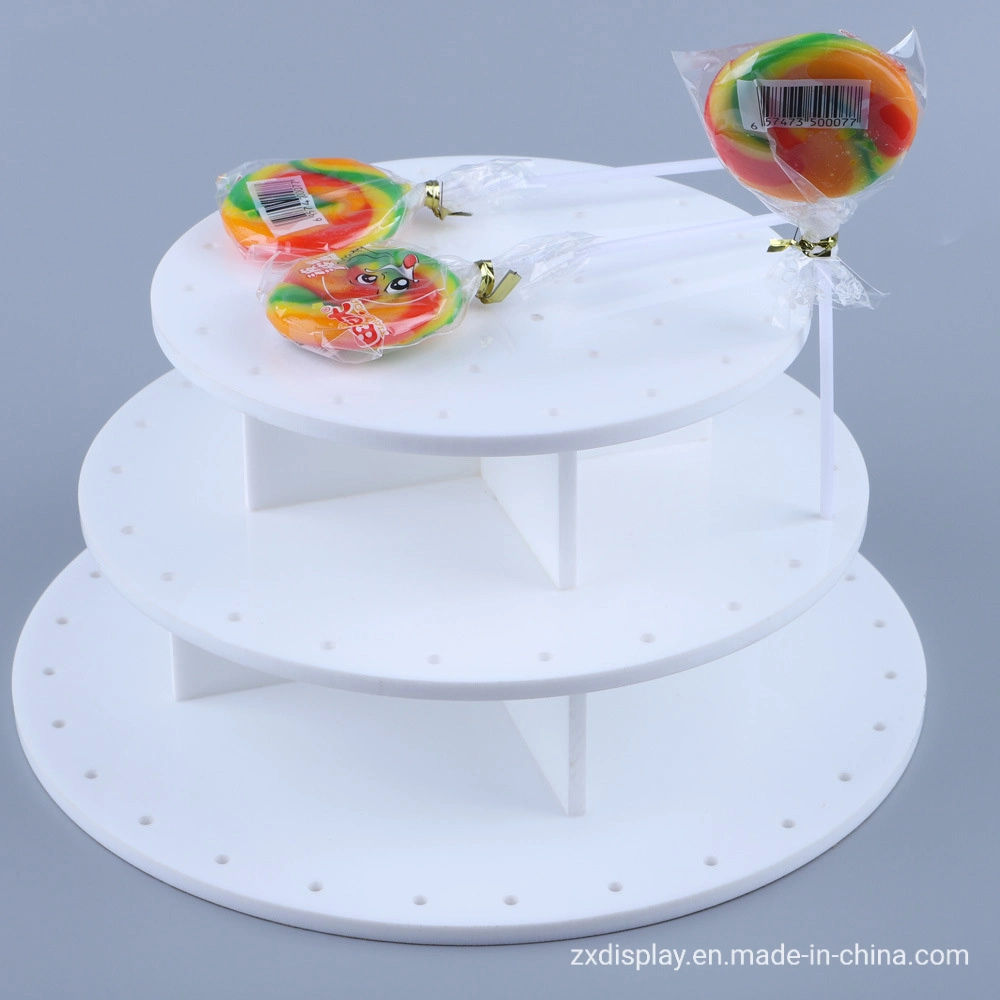 Nuevo diseño de Stand de acrílico blanco Lollipop Stick Candy Rack para contador