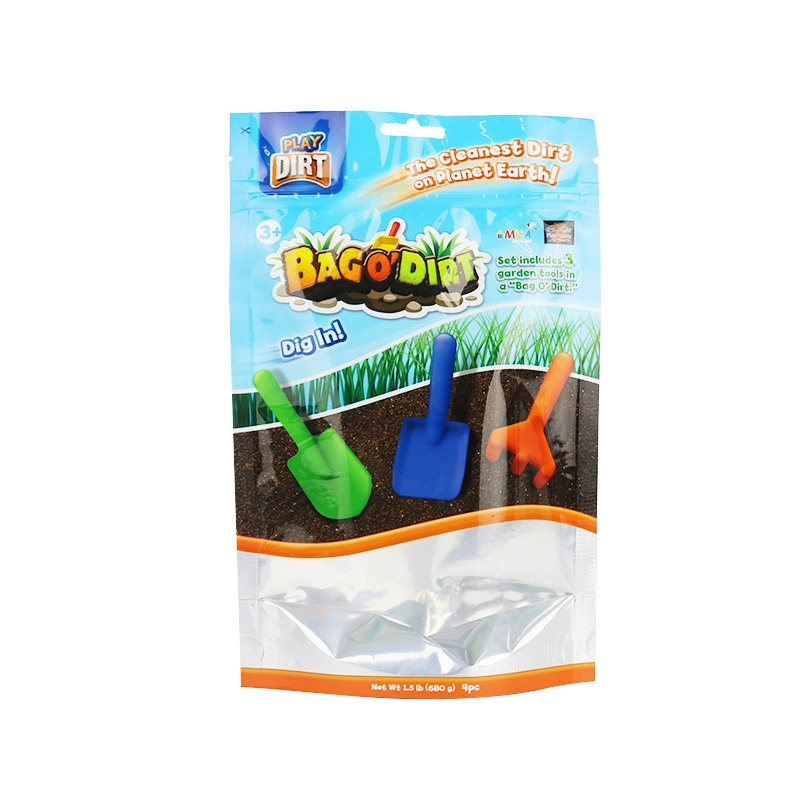 Beach Toy Packaging Bag Custom Printing Aluminum Foil on One Side and Transparent on The Other Toy Stand up Pouch with Zipper