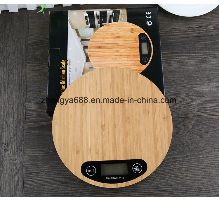 Bamboo Platform Electric Kitchen Weighing Food Scale 5kg/11lbs