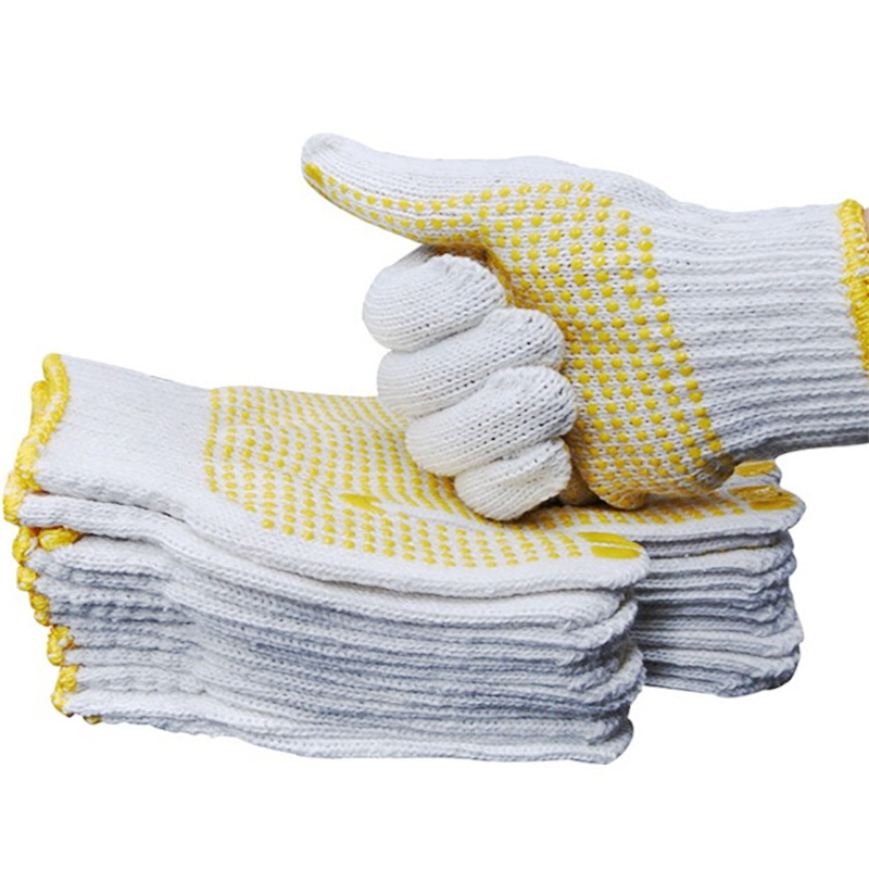 High quality/High cost performance Safety Work Labor Glove Wear-Resistant Yellow PVC Dotted Cotton Knitted Gloves