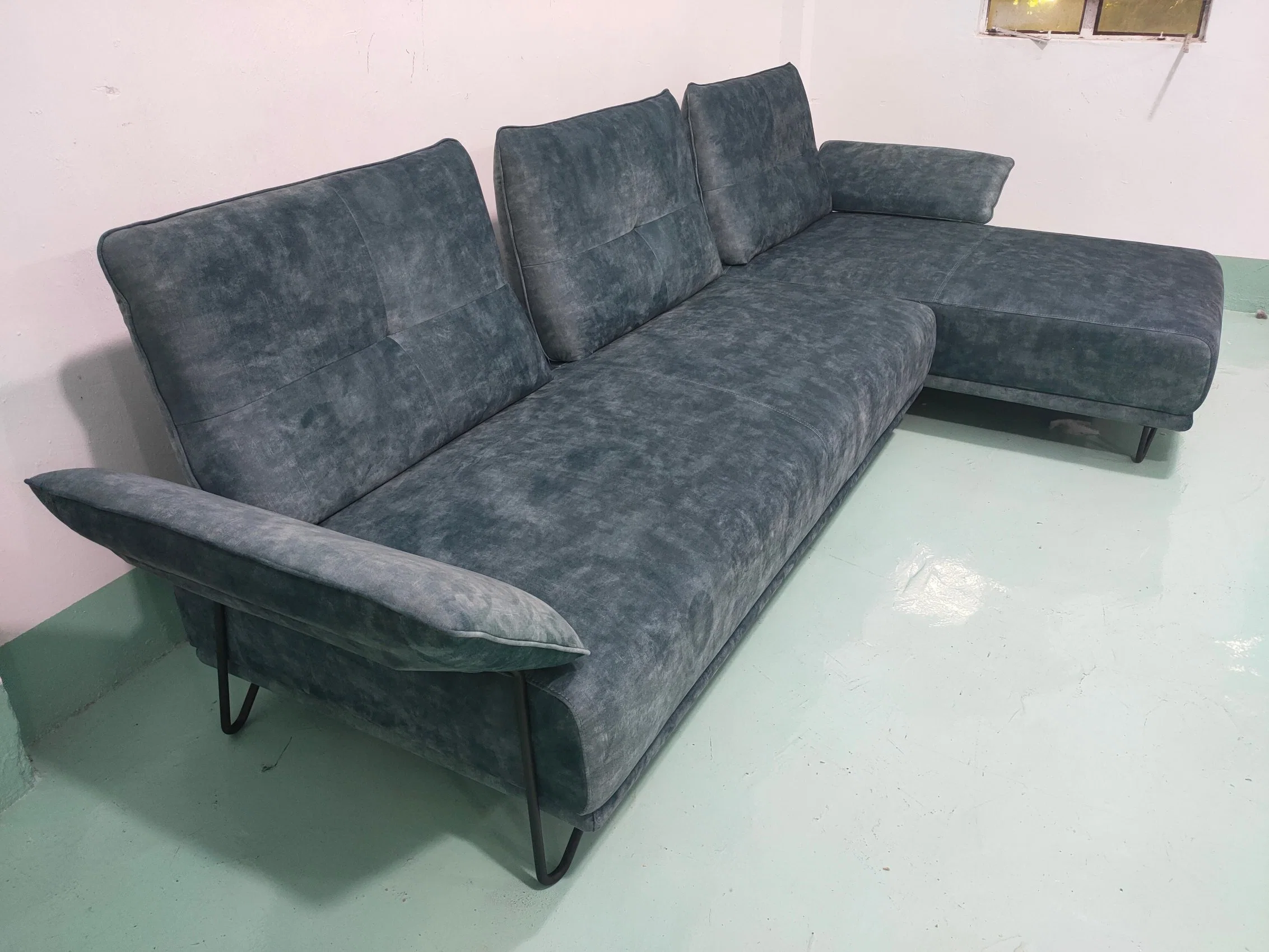 Concise Modern Living Room Set Metal Legs Velvet Fabric Sofa Home Furniture